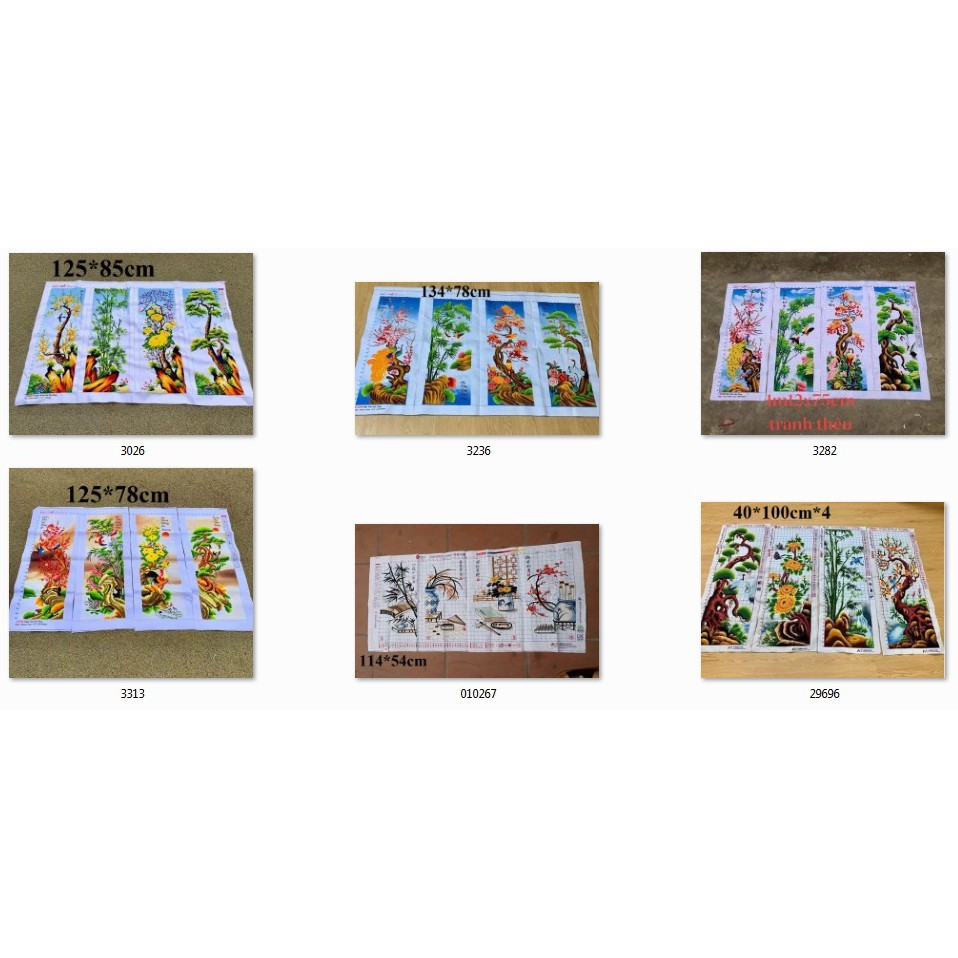 (XẢ KHO) Tranh thêu chữ thập tứ quý thành phẩm LV3072 LV3026 LV3236 LV3282 223046 mn0135