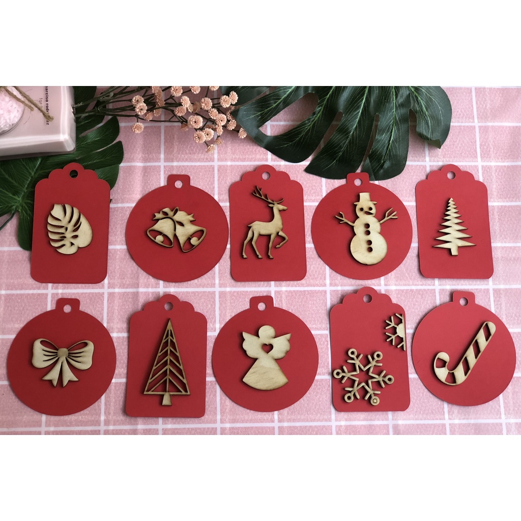 Tag gỗ mộc treo cây thông NOEL