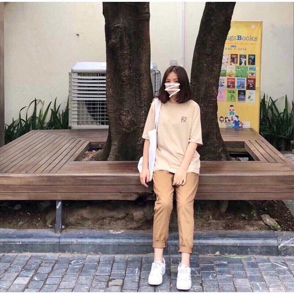 QUẦN BAGGY KAKI NỮ DÂY RÚT MÀU NÂU Khaki