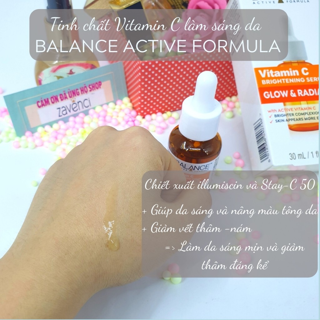Serum Balance Active Formula vitamin C tinh chất dưỡng trắng da mờ thâm 30ml - ZAVENCI Official