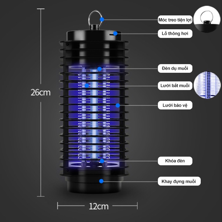 Đèn Bắt Muỗi, Bắt Côn Trùng Thông Minh Thế Hệ Mới Sử Dụng Đèn LED và Đầu Cắm USB Tiện Lợi