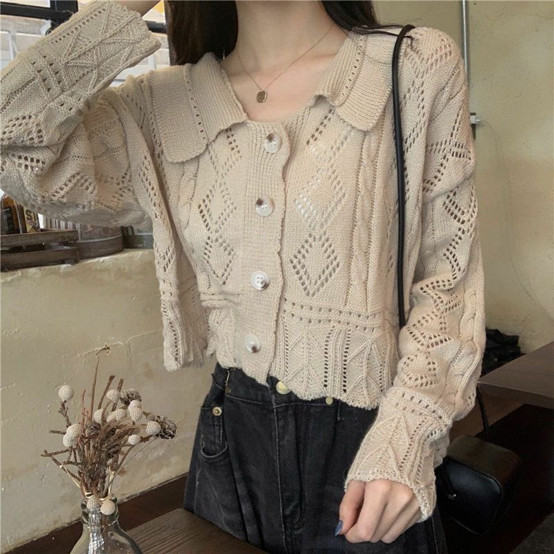 Áo Khoác Cardigan Thun Len Tay Dài Rằn Ri Ulzzang Thời Trang