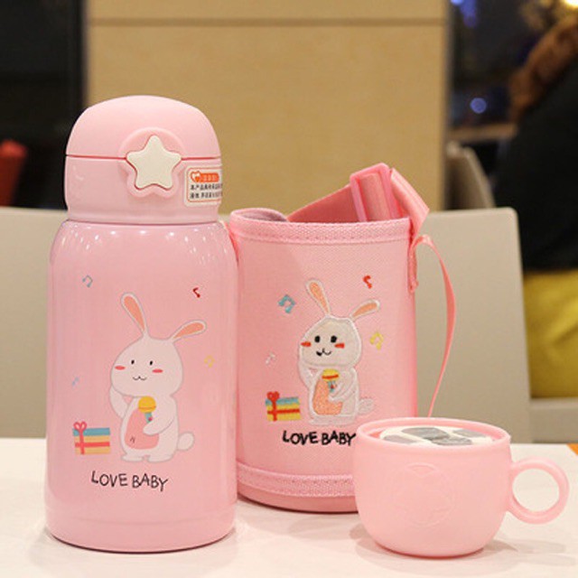 [HÀNG CHÍNH HÃNG - FREE SHIP] Bình Giữ Nhiệt Cao Cấp Love Baby 500ml Có Ống Hút Nước Cho Bé, Bình Giữ Nhiệt An Toàn