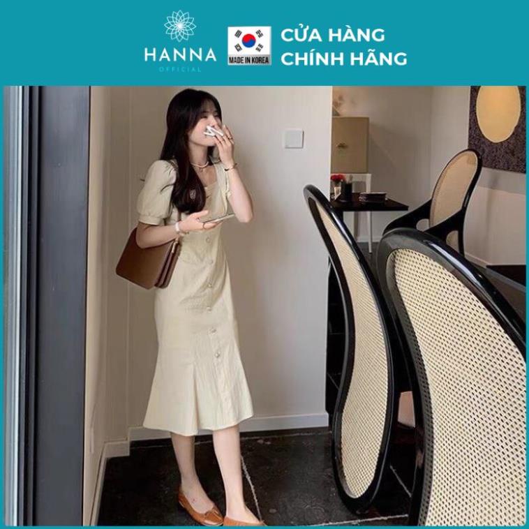 Đầm đuôi cá tay bồng đính cúc ngọc/Váy hàn quốc cúc ngọc đuôi cá - HANNA - Hannah Store | BigBuy360 - bigbuy360.vn