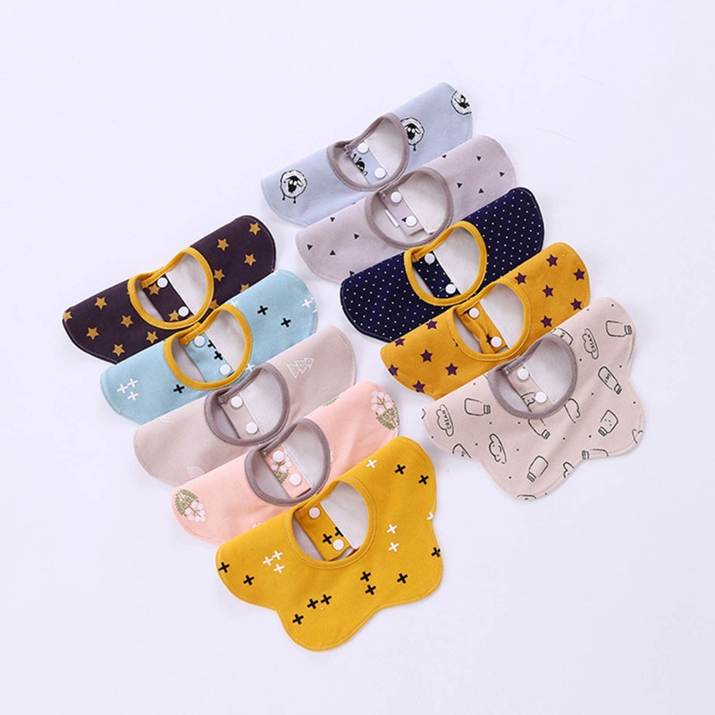 Set 5 Yếm Cotton Xoay 360 Độ Xinh Xắn Cho Bé