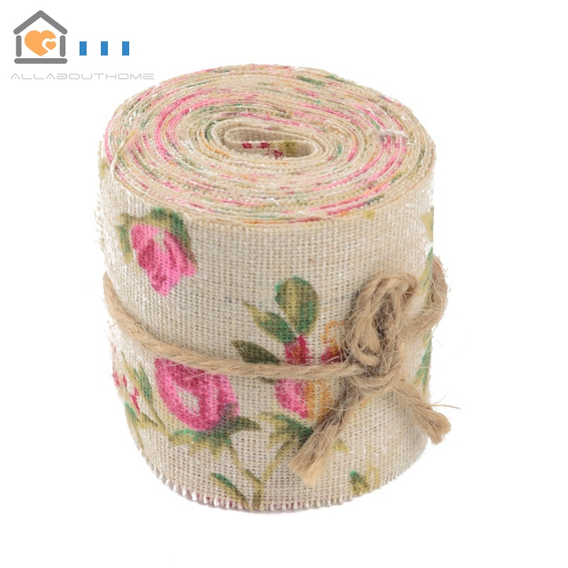 Abh Cuộn Dây Ruy Băng Bằng Vải Bố Với Họa Tiết In Hình Hoa Hồng Theo Phong Cách Vintage, Dài 3m