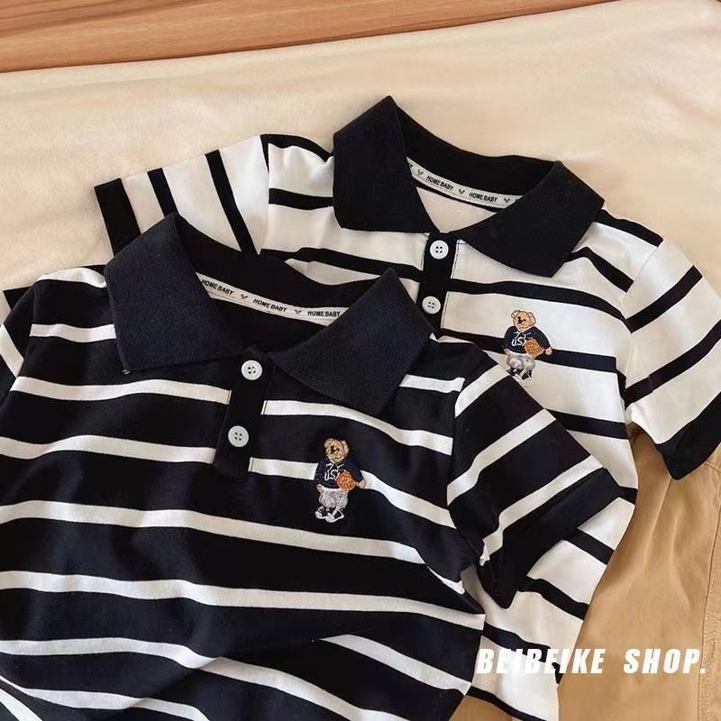 Áo Thun Cotton Cổ Tròn Tay Ngắn Phong Cách Hàn Quốc Dễ Phối Đồ Thời Trang Mùa Hè Cho Bé Trai