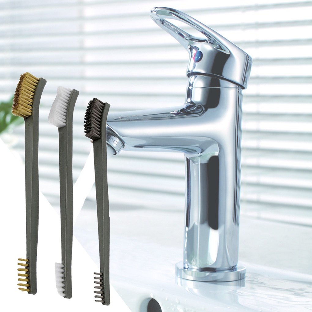 Set 3 Bàn Chải Mini Bằng Thép Không Gỉ Vệ Sinh Đánh Bóng Tiện Dụng