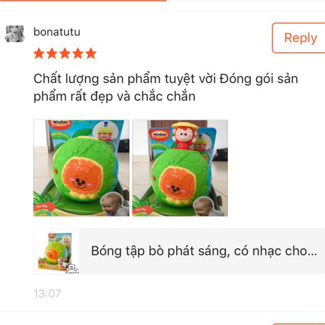 &lt;RẺ VÔ ĐỊCH&gt; Bóng tập bò phát sáng, có nhạc cho bé Winfun 0788NL chính hãng