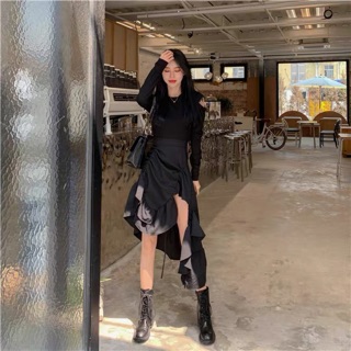 Set áo khoét vai + chân váy đuôi cá Ulzzang
