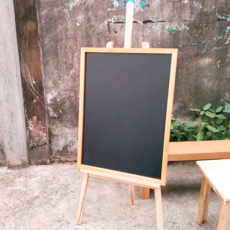 Bảng Menu đen khung gỗ 60*80 cm + Giá đỡ bảng (kèm quà tặng)