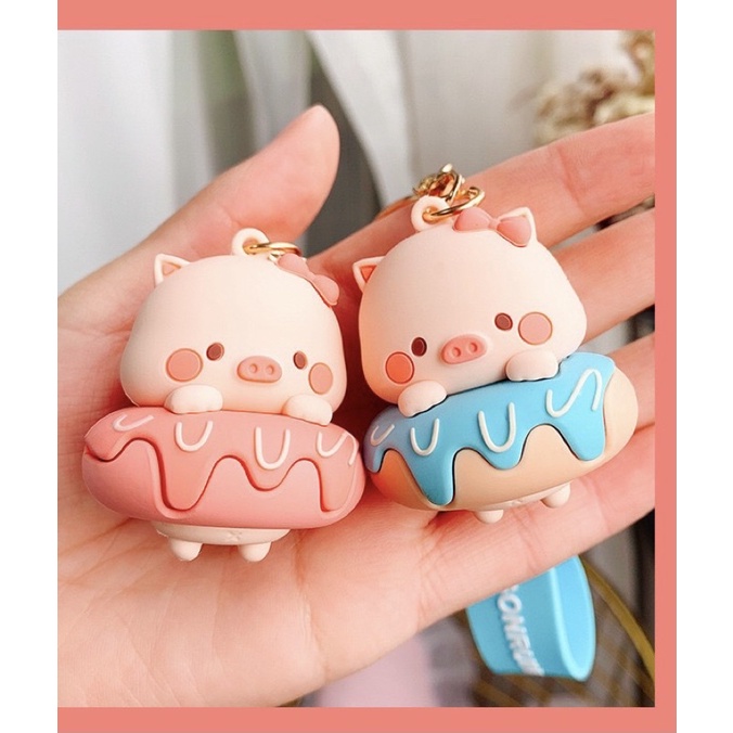 Móc khoá Heo Cá Tính kèm dây, phụ kiện balo, túi xách xinh xắn