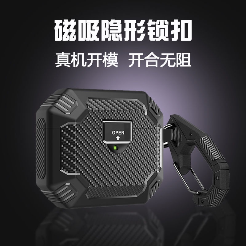 Vỏ Bảo Vệ Hộp Sạc Tai Nghe AirPods Pro 1 / 2 / 3 Chống Rơi Có Khóa Nam Châm Vô Hình