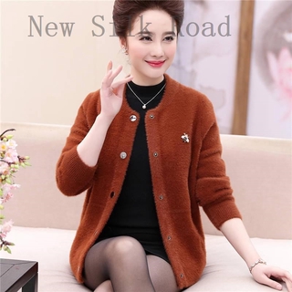 Áo khoác len dày giữ ấm mùa đông thời trang dành cho nữ trung niên và lớn tuổi