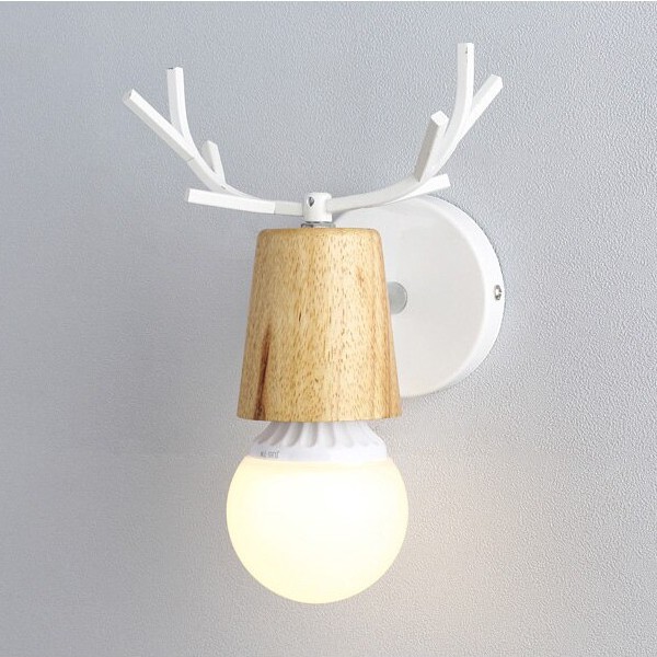 Đèn LED Antlers Đèn tường gỗ Phòng ngủ đơn giản và Đèn phòng trẻ em Lối đi Cầu thang sáng tạo Đèn tường Deer