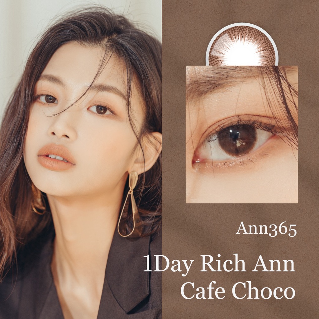 Kính áp tròng 1 ngày màu nâu trầm Cafe ANN365 dùng 12h thoải mái đủ độ cận 0-8