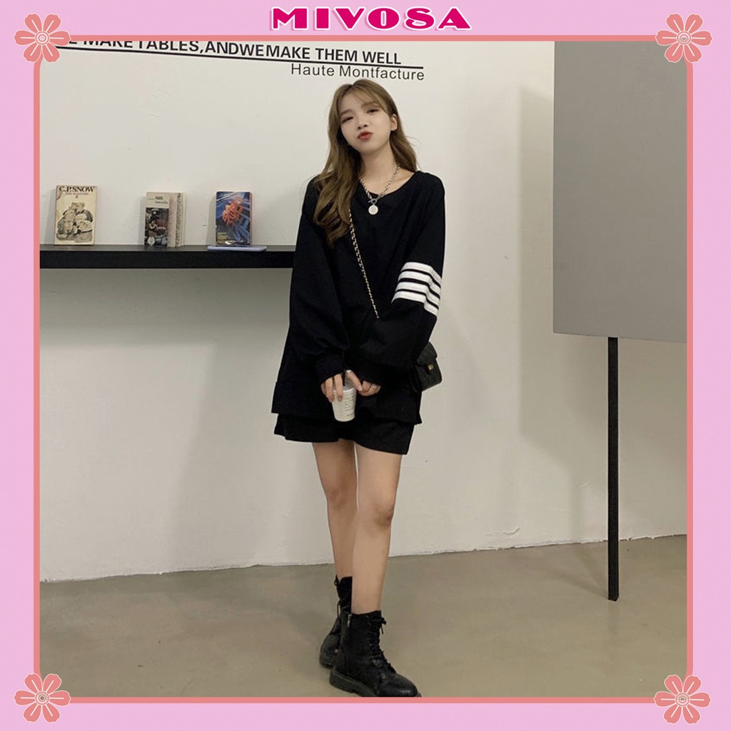 Áo sweater nỉ thụng sọc tay áo khoác nỉ hoodie cổ tròn form thung ulzzang thời trang unisex MIVOSA AN002 | BigBuy360 - bigbuy360.vn