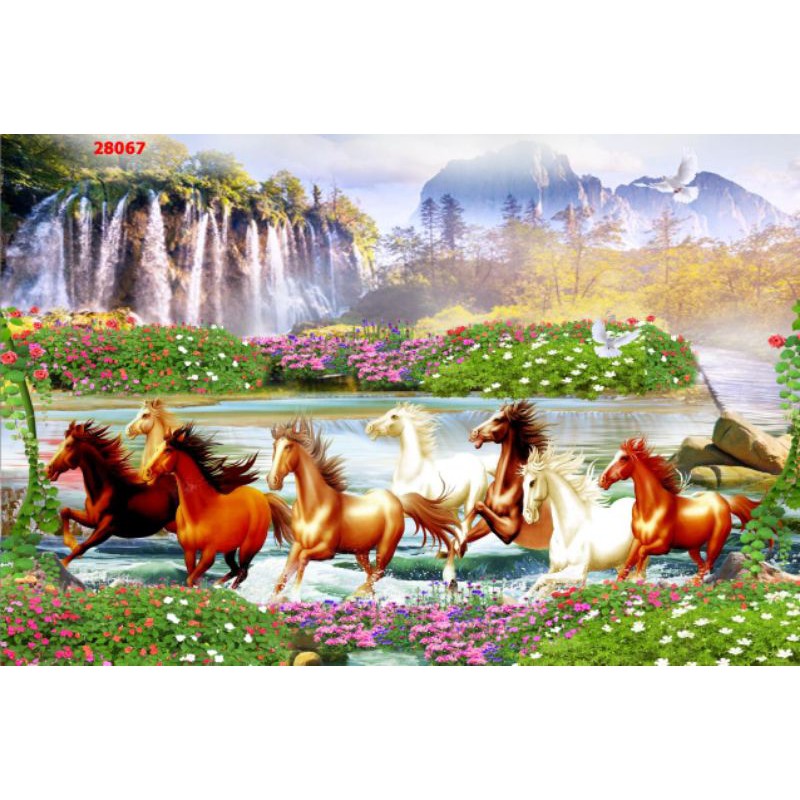 Tranh dán tường 3D mã đáo thành công nhiều mẫu