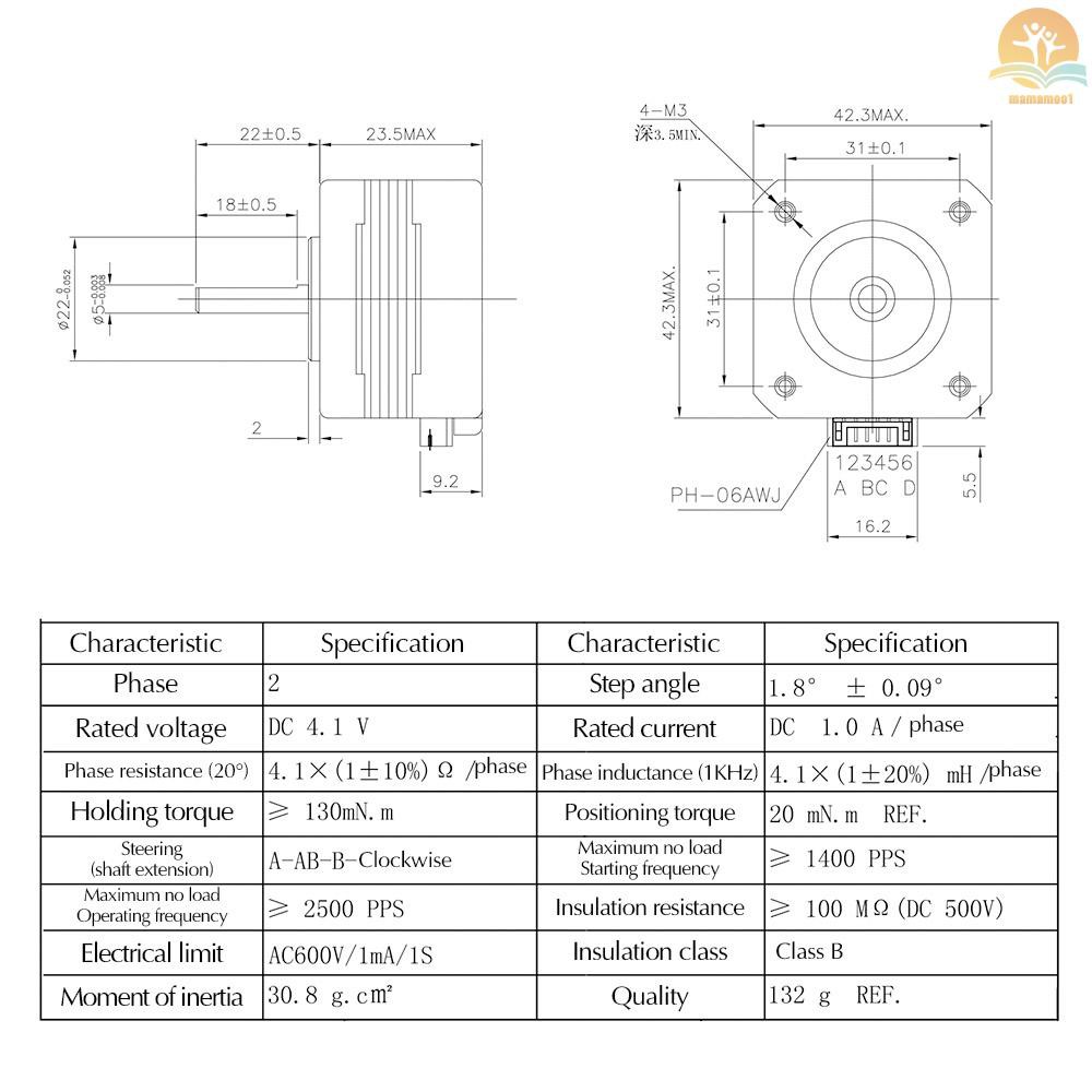 Động cơ bước Mbecy 17hs4023 cho máy in 3D 100cm thiết kế 4 dây