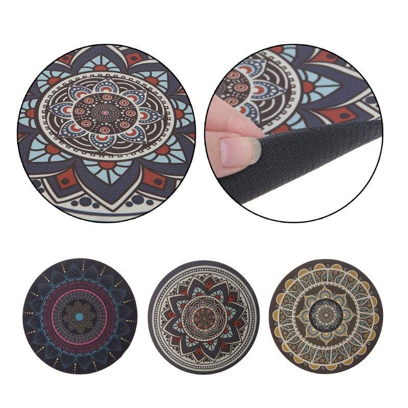 DOU Vintage Bohemian Round Computer 3D Carpet Mouse Pad Mat Mousepad Anti Slip