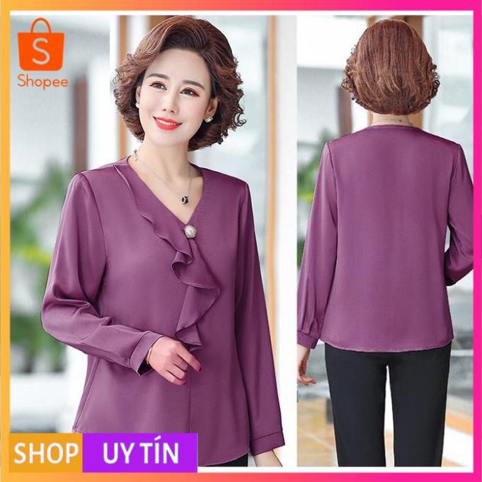 -THỜI TRANG TRUNG NIÊN - ÁO SƠ MI TRUNG NIÊN BIGSIZE KIỂU ÁO SƠ MI PHỐI BÈO