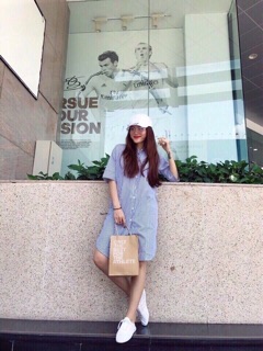 Đầm suông cổ sơ mi