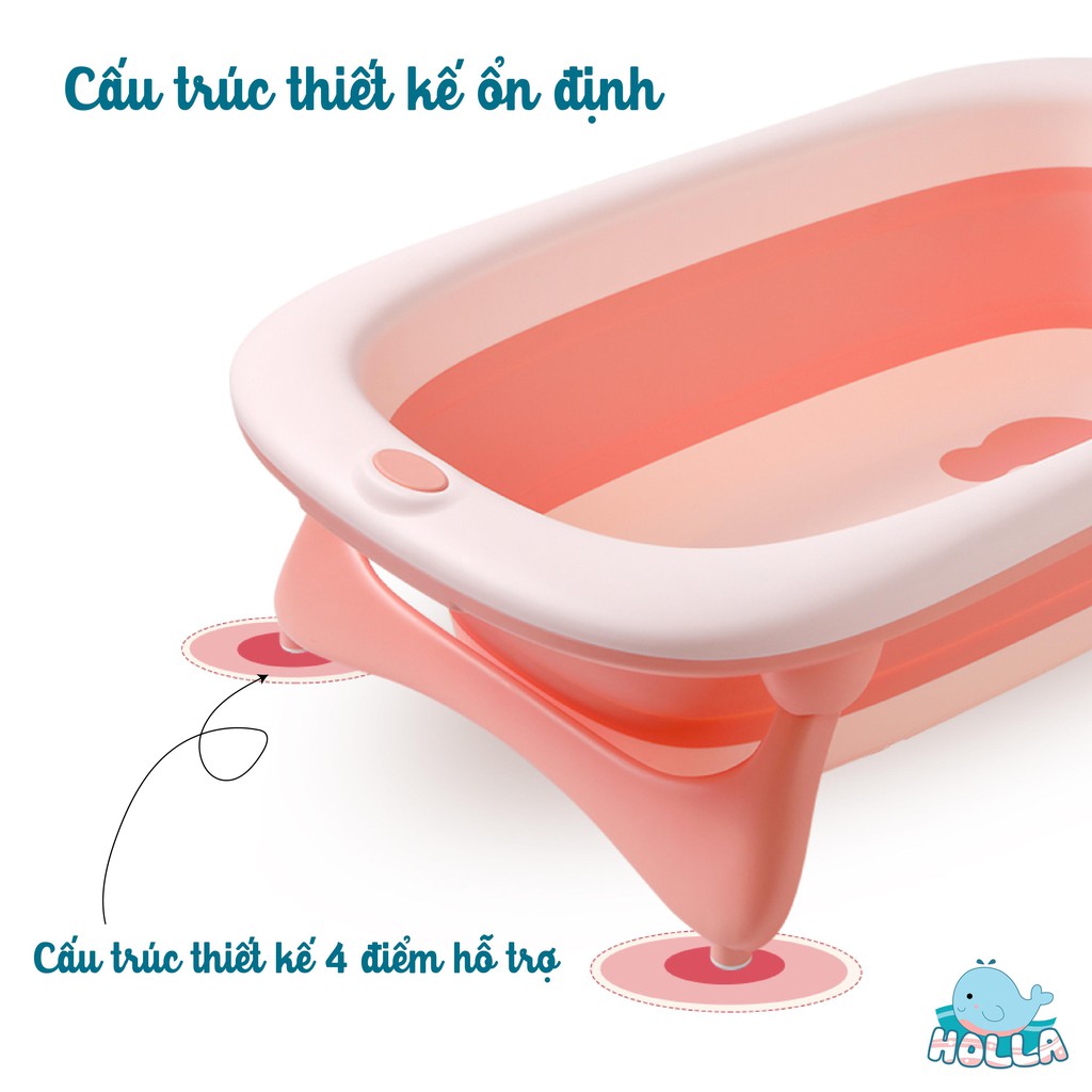 Chậu Tắm Gấp Gọn Cho Bé Cao Cấp Chính Hãng , Size To, Có Nhiệt Kế, Kèm Phao