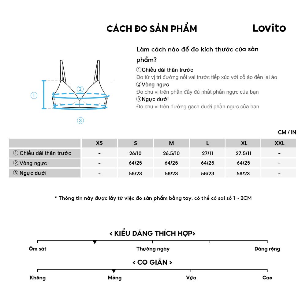 Áo ngực thể thao Lovito mặt trước dây chun không đường may màu trơn L15X171 (Màu đen)