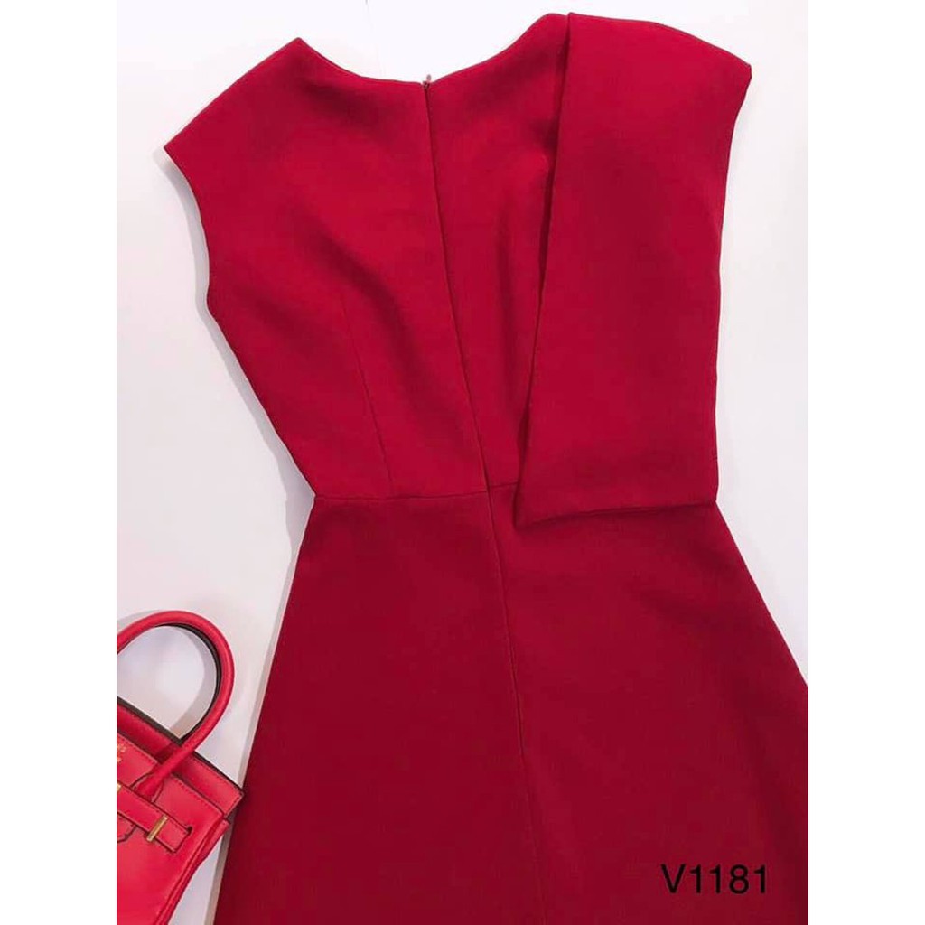 [ xả kho ] MiD Đầm xòe sát nách chéo vai phối khuy V1181 Mie Design kèm ảnh thật