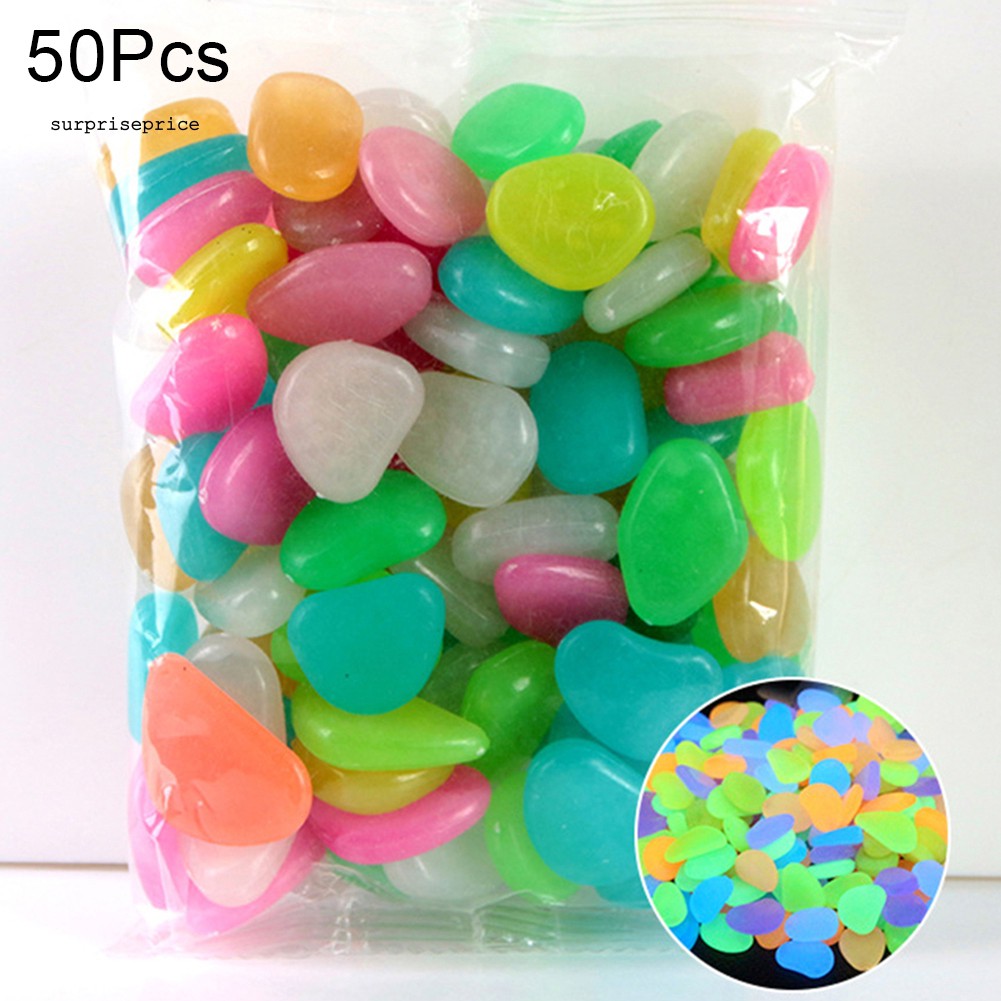 Set 50 viên sỏi dạ quang trang trí bể cá độc đáo