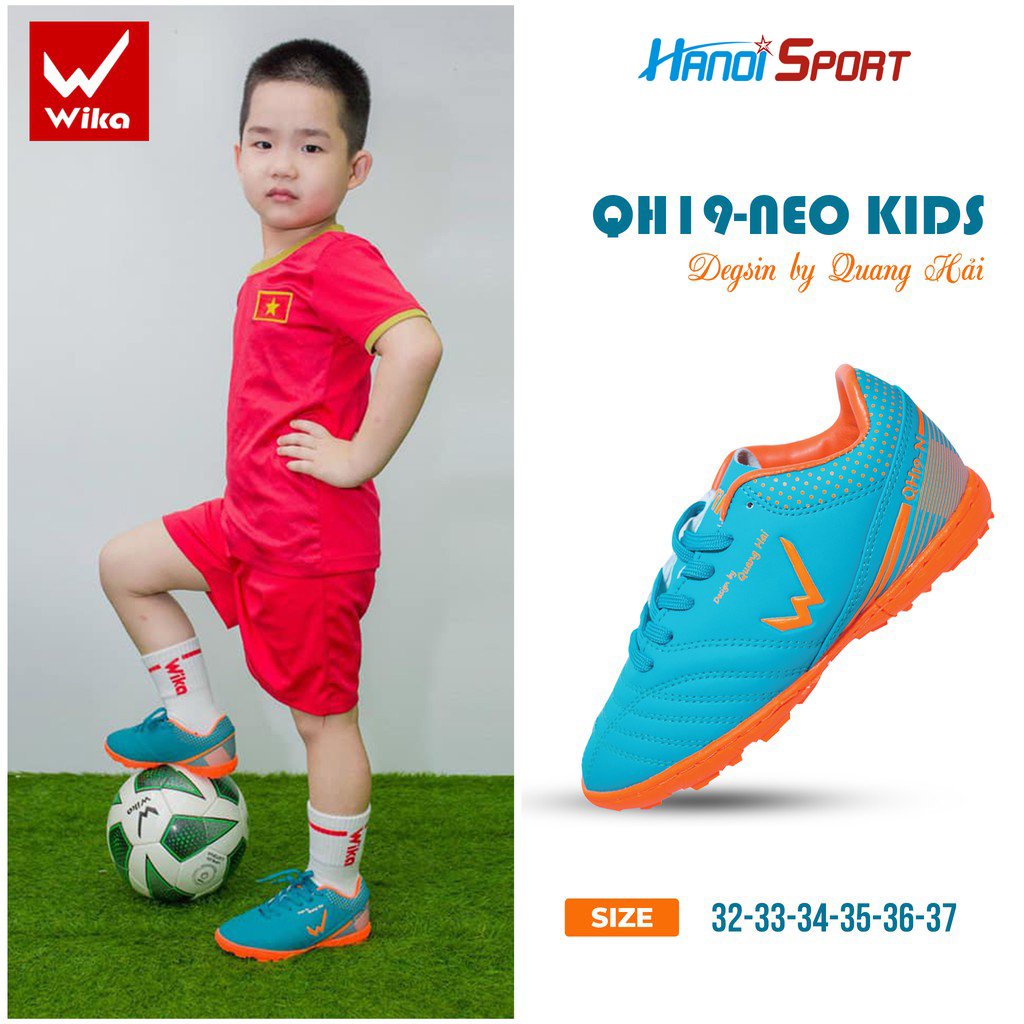 [ CHÍNH HÃNG ] Giày đá bóng trẻ em Wika Quang Hải QH19-NEO KID Chính Hãng , Da Microfiber Siêu Mềm