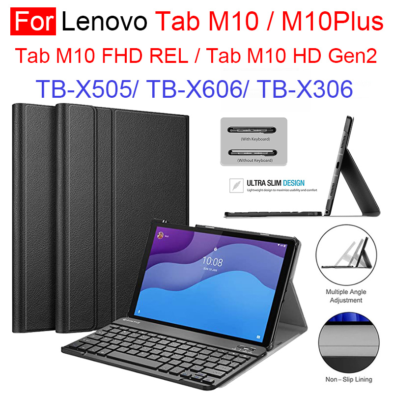 Bao Da Kèm Bàn Phím Không Dây Cho Lenovo Tab M10 M10 Fhd Tb-X605F X505F Tb-X605Fc Tab M10 Plus Tb-X606F M10 Hd Gen2 Tb-X306F