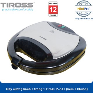 Máy nướng bánh 3 trong 1 Tiross TS-513 (kèm 3 khuôn) - Hàng Chính Hãng