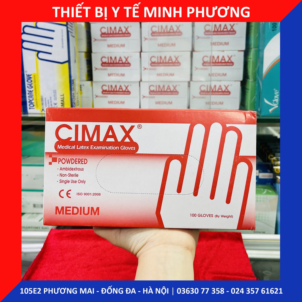 Găng tay y tế CIMAX Malaysia có bột size S, M