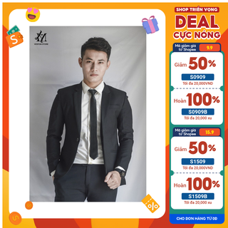 Áo vest nam 1 nút màu đen ôm body vải mỏng nhẹ