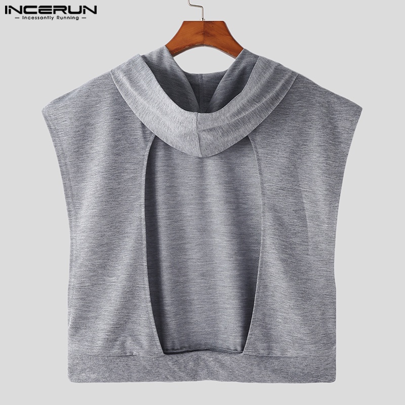 Áo choàng hoodie INCERUN sát nách thời trang mùa hè cho nam giới