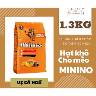 Thức Ăn Hạt Khô Cho Mèo Con Và Mèo Lớn Vị Cá Ngừ Minino Túi1,3kg