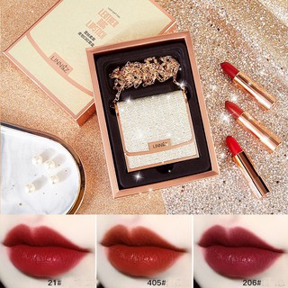 Hộp 3 cây son ví linnsz lace soft fog leather bag lipstick
