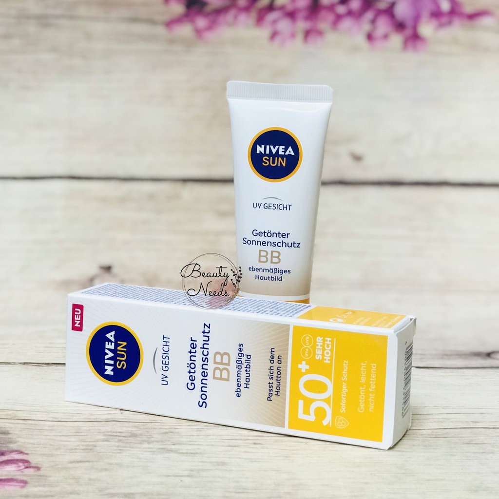 🍃KEM NỀN CHỐNG NẮNG DƯỠNG ẨM NIVEA SUN BB CREME SPF 50+ HÀNG ĐỨC ĐỦ BILL