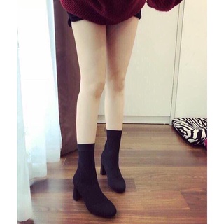 Boot Zara len cổ lửng mũi tròn