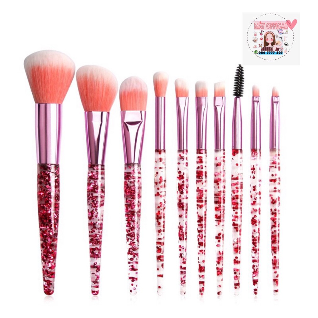 Bộ 10 cây cọ trang điểm make up đính đá kim tuyến nội địa Trung