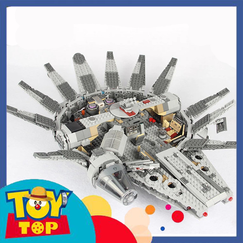 Đồ chơi lắp ráp ghép Star Wars tàu phi thuyền vũ trụ Millennium Falcon xếp hình No 61103 A19020 66008 mô phỏng 75105