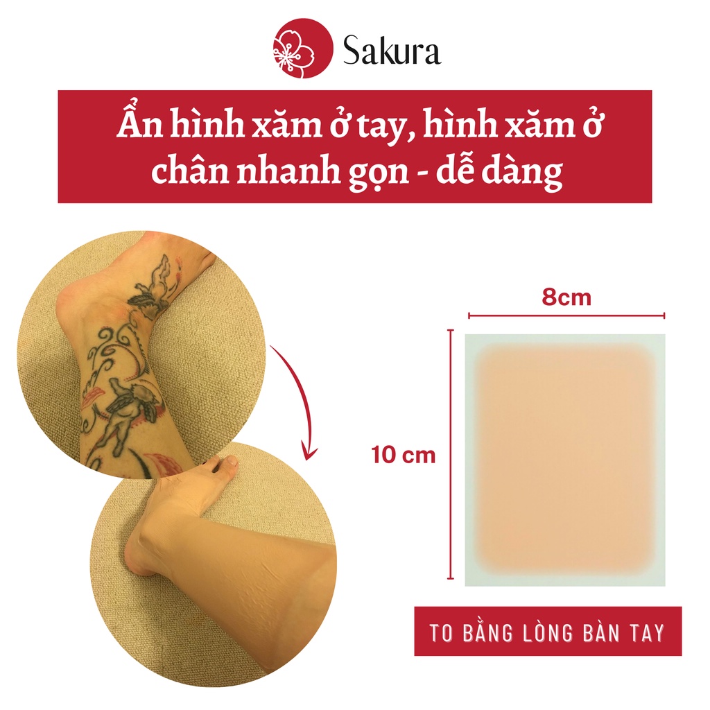 Miếng dán che hình xăm ở tay, hình xăm ở chân cỡ vừa 8x10cm nhanh gọn
