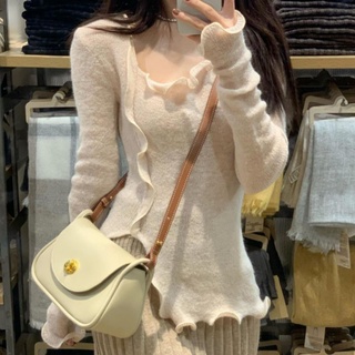 Áo dệt kim dài tay nhún bèo❤️