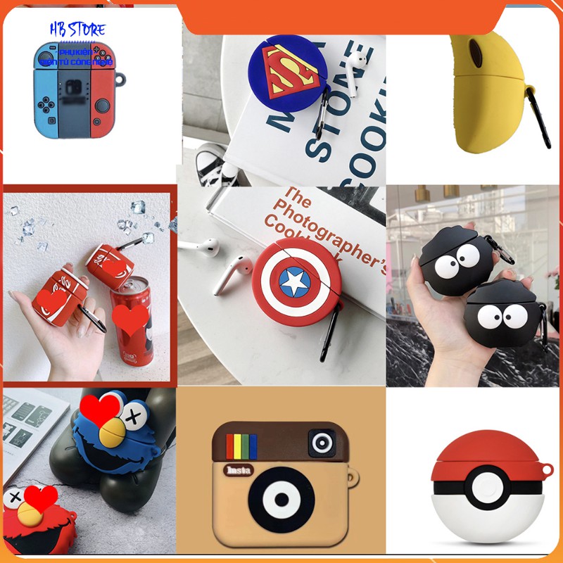 Ốp Airpods 2 Silicon Hình Dáng Nhân Vật Hoạt Hình Ngộ Nghĩnh - Airpods Case Vỏ Bảo Vệ Tai Nghe Chống Va Đập HB Store