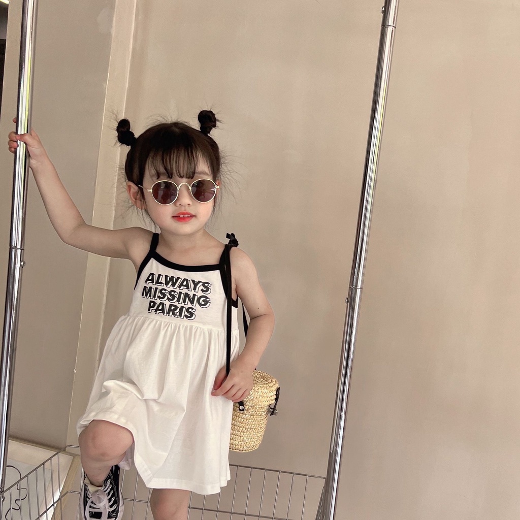 Váy 2 Dây Alway Missing Paris Cực Hot Cho Bé Gái Chất Liệu Vải Cotton Mát Mẻ Đủ Size Từ 8-18Kg VNXK Nhật-Hàn