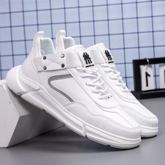 Giày nam trắng ⚜️𝑭𝑹𝑬𝑬𝑺𝑯𝑰𝑷⚜️ - Giày Da Sneaker Hàng Shop ĐỘC QUYỀN Cao Cấp - Da Thật - SNKT-9 Trắng | BigBuy360 - bigbuy360.vn