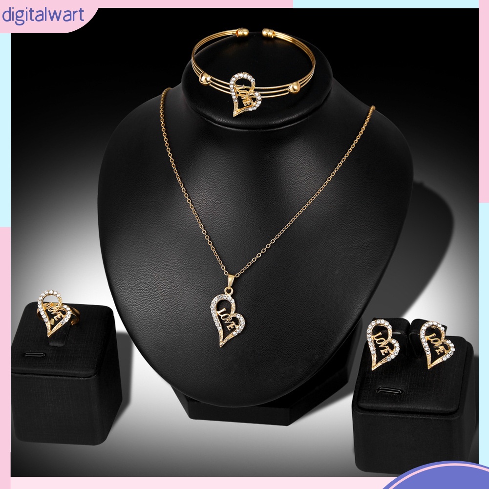 Bộ trang sức hợp kim hình trái tim đính đá thời trang sang trọng dành cho nữ