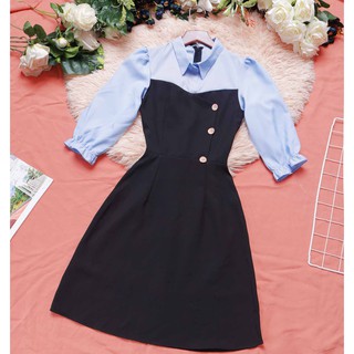 Đầm nữ công sở thiết kế cổ sơ mi thanh lịch chữ a tay lỡ hợp đi làm đi chơi chất vải mềm mát cao cấp - Lux W