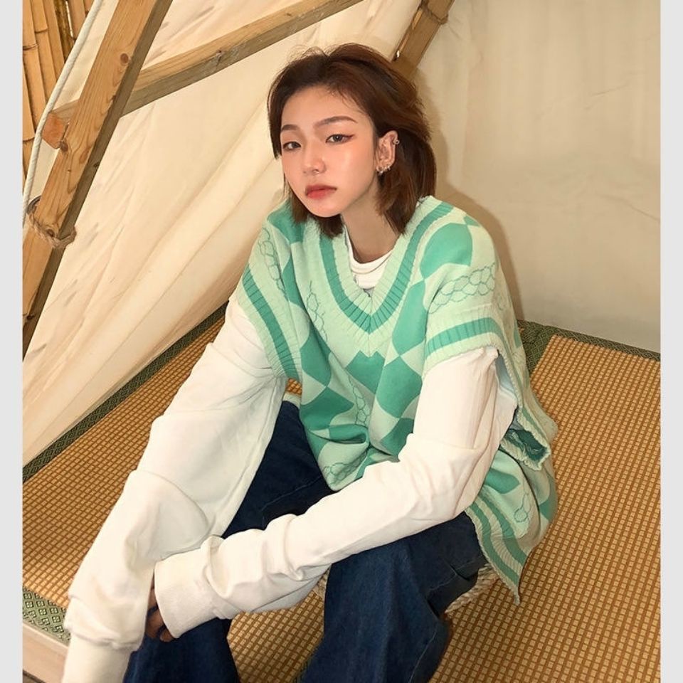 Áo Len Không Tay Cổ Chữ V Họa Tiết Thêu Mới Cho Nữ